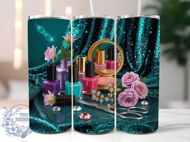 Seamless Nail Artist Tumbler, Seamless Nail Artist Tumbler, 20oz Tumbler Wrap, Sublimation Design, Manicurist Gift, Nail Art Wrap, Salon Professional Tumbler Sublimation ToriDesigns 