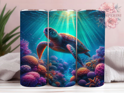 Seamless Ocean Sea Turtle Tumbler, Beautiful Sea Turtle Tumbler, Ocean Life Wrap, Elegant Turtle Wrap, Rustic Marine Wrap, Sublimation Design, Trendy Gift Idea Sublimation Li Zamperini 