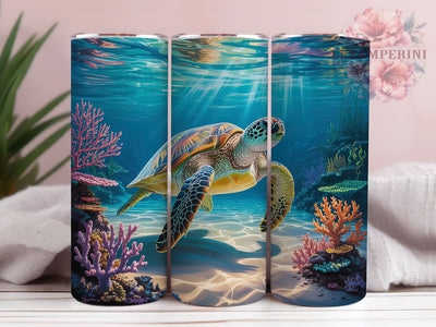 Seamless Ocean Sea Turtle Tumbler, Beautiful Sea Turtle Tumbler, Ocean Life Wrap, Elegant Turtle Wrap, Rustic Marine Wrap, Sublimation Design, Trendy Gift Idea Sublimation Li Zamperini 