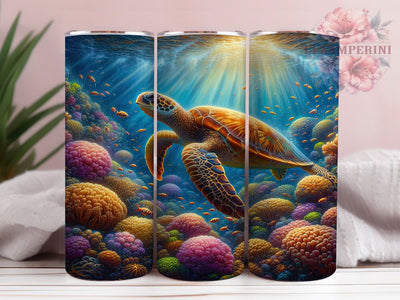 Seamless Ocean Sea Turtle Tumbler, Beautiful Sea Turtle Tumbler, Ocean Life Wrap, Elegant Turtle Wrap, Rustic Marine Wrap, Sublimation Design, Trendy Gift Idea Sublimation Li Zamperini 