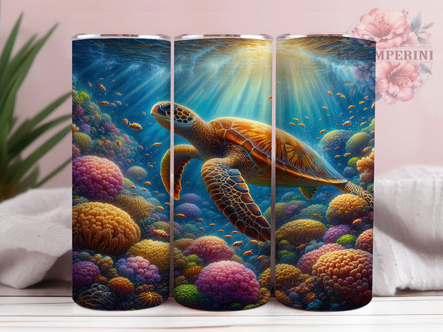 Seamless Ocean Sea Turtle Tumbler, Beautiful Sea Turtle Tumbler, Ocean Life Wrap, Elegant Turtle Wrap, Rustic Marine Wrap, Sublimation Design, Trendy Gift Idea Sublimation Li Zamperini 