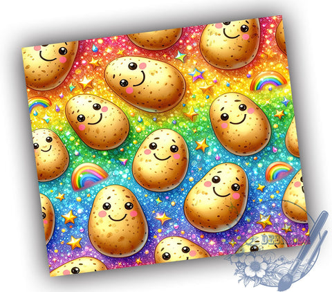 Seamless Potato 20oz Skinny Tumbler, Potato Tumbler Png, Straight & Tapered Tumbler Wrap, Instant Digital Download Sublimation ToriDesigns 