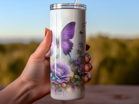 Seamless Purple Butterfly Picture Tumbler Sublimation Wrap Sublimation BijouBay 