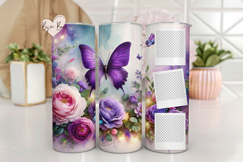 Seamless Purple Butterfly Picture Tumbler Sublimation Wrap Sublimation BijouBay 