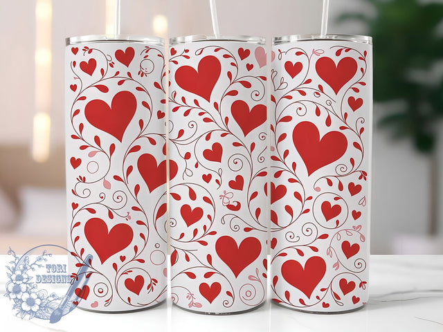 Seamless Red Hearts Tumbler, Seamless Love Wrap, Romantic Heart Cup, 20oz Sublimation Wrap, Stylish Valentine Design Tumbler, Artistic Heart Pattern Cup, Whimsical Love Theme Wrap Sublimation ToriDesigns 