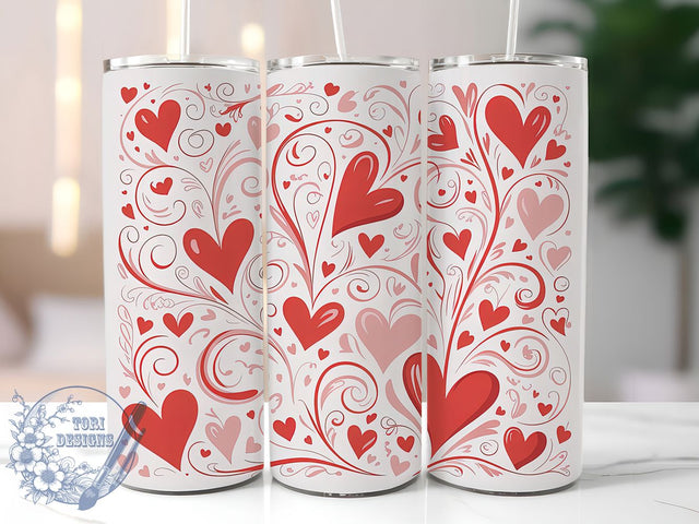Seamless Red Hearts Tumbler, Seamless Love Wrap, Romantic Heart Cup, 20oz Sublimation Wrap, Stylish Valentine Design Tumbler, Artistic Heart Pattern Cup, Whimsical Love Theme Wrap Sublimation ToriDesigns 