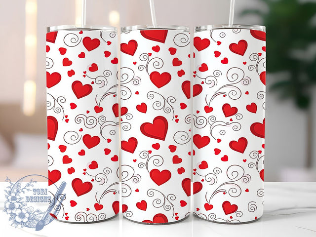 Seamless Red Hearts Tumbler, Seamless Love Wrap, Romantic Heart Cup, 20oz Sublimation Wrap, Stylish Valentine Design Tumbler, Artistic Heart Pattern Cup, Whimsical Love Theme Wrap Sublimation ToriDesigns 