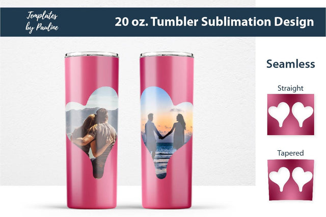 Seamless Red Valentine Heart Photo Tumbler Wrap Sublimation Sublimation Templates by Pauline 