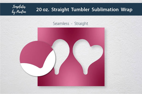 Seamless Red Valentine Heart Photo Tumbler Wrap Sublimation Sublimation Templates by Pauline 