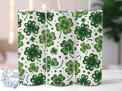 Seamless Shamrock Clover Tumbler, St Patrick’s Day Theme, Festive Irish Style, Lucky Clover Design, Holiday Wrap, Green Decorative Print, 20Oz Tumbler, Sublimation Sublimation ToriDesigns 