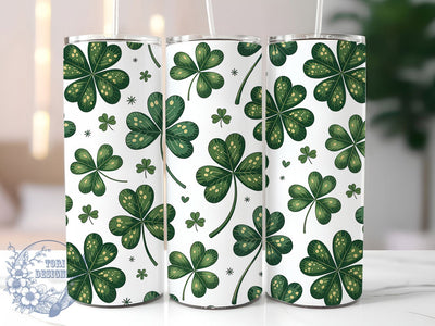 Seamless Shamrock Clover Tumbler, St Patrick’s Day Theme, Festive Irish Style, Lucky Clover Design, Holiday Wrap, Green Decorative Print, 20Oz Tumbler, Sublimation Sublimation ToriDesigns 