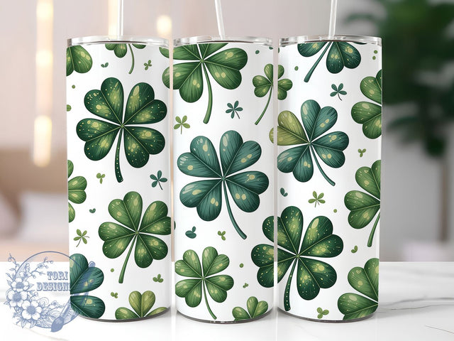 Seamless Shamrock Clover Tumbler, St Patrick’s Day Theme, Festive Irish Style, Lucky Clover Design, Holiday Wrap, Green Decorative Print, 20Oz Tumbler, Sublimation Sublimation ToriDesigns 