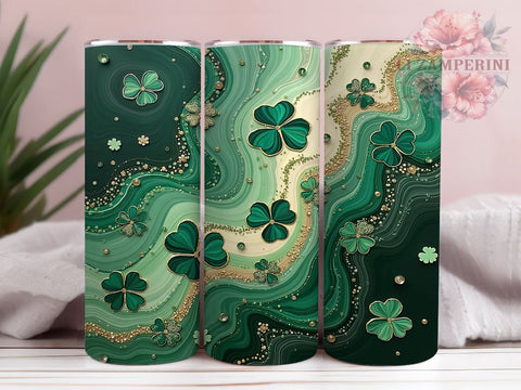 Seamless Shamrock St. Patrick's 20oz Tumbler, 20oz Sublimation Tumbler, Irish Shamrocks Design, Seamless Pattern Tumbler, Green Drinkware, Lucky Clover Drinkware Sublimation Li Zamperini 