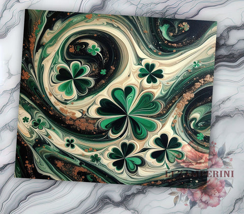 Seamless Shamrock St. Patrick's 20oz Tumbler, 20oz Sublimation Tumbler, Irish Shamrocks Design, Seamless Pattern Tumbler, Green Drinkware, Lucky Clover Drinkware Sublimation Li Zamperini 