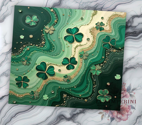 Seamless Shamrock St. Patrick's 20oz Tumbler, 20oz Sublimation Tumbler, Irish Shamrocks Design, Seamless Pattern Tumbler, Green Drinkware, Lucky Clover Drinkware Sublimation Li Zamperini 