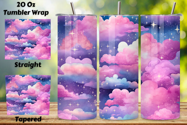 Seamless Sky Tumbler | Sublimation Design | 20oz Skinny Wrap, Celestial Watercolor Sky Tumbler Wrap, Seamless Tumbler Wrap Sublimation FloridPrintables 