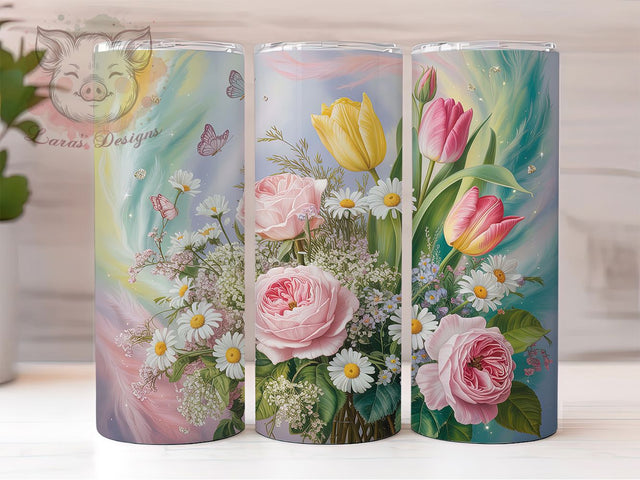Seamless Spring Blossom 20oz Tumbler, Seamless Floral Cup Wrap, Artistic Flower Design, Sublimation Tumbler Wrap, 20Oz Tumbler Design, Colorful Blossom Cup, Stylish Seamless Floral Wrap Sublimation Lara' s Designs 