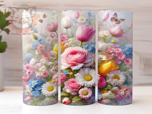 Seamless Spring Blossom 20oz Tumbler, Seamless Floral Cup Wrap, Artistic Flower Design, Sublimation Tumbler Wrap, 20Oz Tumbler Design, Colorful Blossom Cup, Stylish Seamless Floral Wrap Sublimation Lara' s Designs 