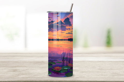 Seamless Spring Flowers Landscape Tumbler Wrap, Seamless PNG Sublimation FloridPrintables 