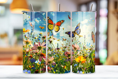 Seamless Spring Landscape Tumbler Wrap, Seamless Floral Sublimation FloridPrintables 