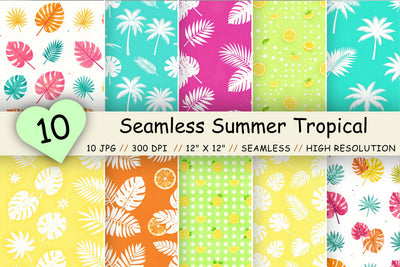 Seamless Summer Tropical Pattern, Watercolor Digital Paper Bundle Pack, Printable Scrapbook Paper, Exotic Floral Leaf Design Collection Digital Pattern FloridPrintables 