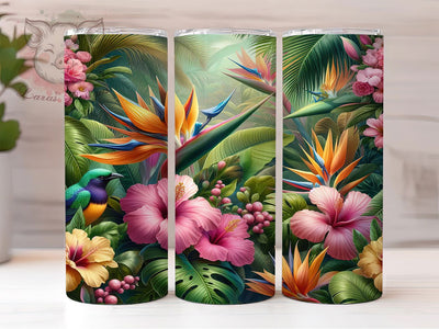 Seamless Tropical Floral Tumbler, Tropical Floral Art, Exotic Flowers, Island Vibes, Botanical Design, Tumbler Wrap, Sublimation Design, 20oz Tumbler, Paradise Theme Sublimation Lara' s Designs 