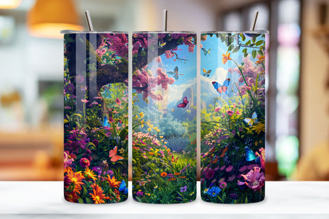 Seamless Tumbler Wrap, Spring Vibes, 3D Spring Flower Wrap, 3D Spring Landscape Tumbler Design, Digital PNG Wrap for Sublimation, Scenic Mountain Field Graphic Sublimation FloridPrintables 