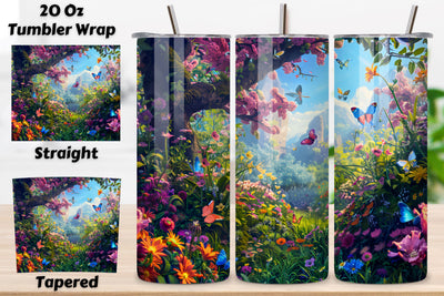 Seamless Tumbler Wrap, Spring Vibes, 3D Spring Flower Wrap, 3D Spring Landscape Tumbler Design, Digital PNG Wrap for Sublimation, Scenic Mountain Field Graphic Sublimation FloridPrintables 