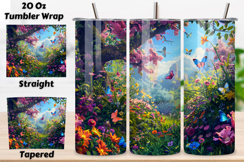 Seamless Tumbler Wrap, Spring Vibes, 3D Spring Flower Wrap, 3D Spring Landscape Tumbler Design, Digital PNG Wrap for Sublimation, Scenic Mountain Field Graphic Sublimation FloridPrintables 