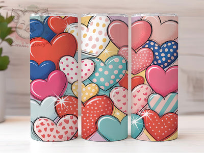 Seamless Valentine Heart Tumbler, Seamless Pattern, Love Theme, Romantic Style, Elegant Design, 20Oz Tumbler, Sublimation Wrap Sublimation Lara' s Designs 