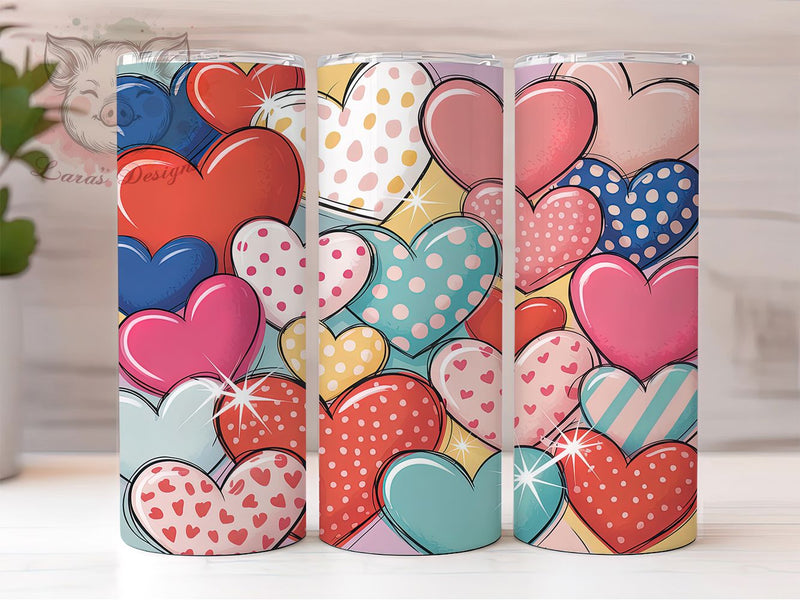 Seamless Valentine Heart Tumbler, Seamless Pattern, Love Theme, Romantic Style, Elegant Design, 20Oz Tumbler, Sublimation Wrap Sublimation Lara' s Designs 