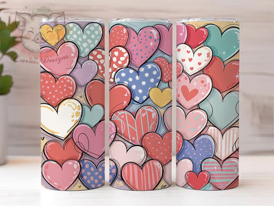 Seamless Valentine Heart Tumbler, Seamless Pattern, Love Theme, Romantic Style, Elegant Design, 20Oz Tumbler, Sublimation Wrap Sublimation Lara' s Designs 