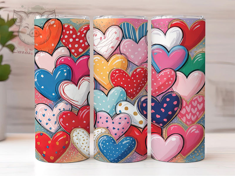 Seamless Valentine Heart Tumbler, Seamless Pattern, Love Theme, Romantic Style, Elegant Design, 20Oz Tumbler, Sublimation Wrap Sublimation Lara' s Designs 