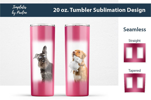 Seamless Valentine Pink Ombre Photo Tumbler Wrap for Sublimation Sublimation Templates by Pauline 