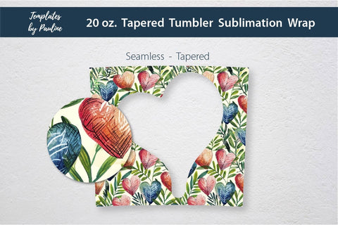 Seamless Watercolor Heart Photo Tumbler Wrap Sublimation Templates by Pauline 