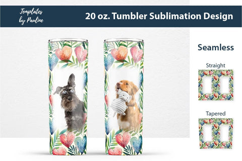 Seamless Watercolor Heart Square Photo Tumbler Wrap Sublimation Templates by Pauline 