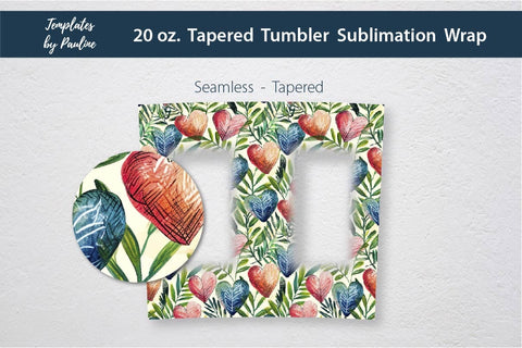 Seamless Watercolor Heart Square Photo Tumbler Wrap Sublimation Templates by Pauline 