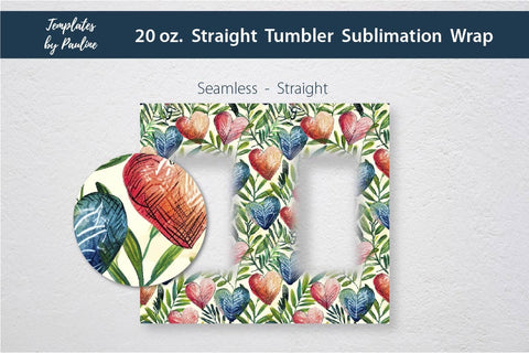 Seamless Watercolor Heart Square Photo Tumbler Wrap Sublimation Templates by Pauline 