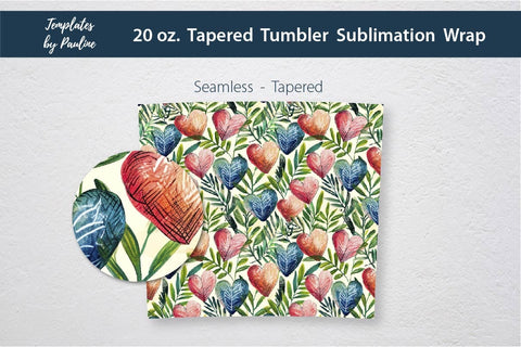 Seamless Watercolor Heart Sublimation Tumbler Wrap Sublimation Templates by Pauline 