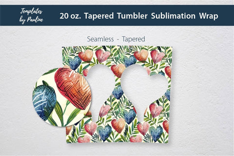 Seamless Watercolor Hearts Photo Tumbler Wrap Sublimation Templates by Pauline 