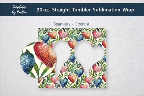Seamless Watercolor Hearts Photo Tumbler Wrap Sublimation Templates by Pauline 