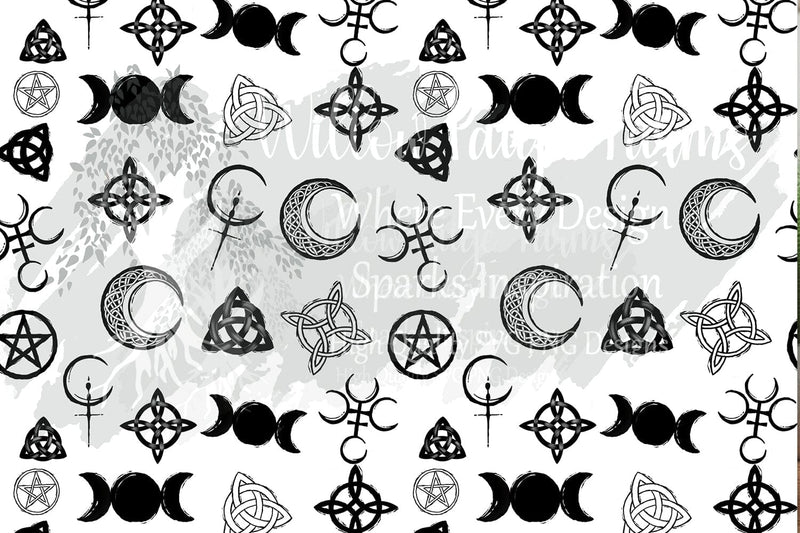 Seamless wiccan pattern | spiritual and mystical-themed designs, fabric printing, sublimation, scrapbooking and tumblers and lots more Sublimation Willow Paige Farms 