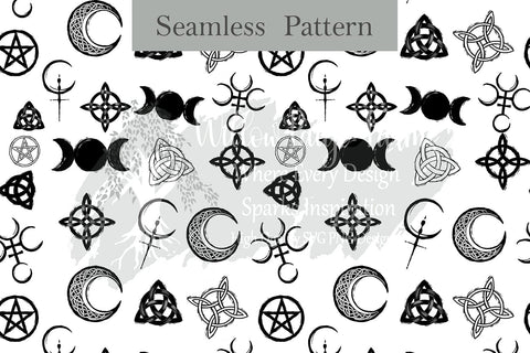 Seamless wiccan pattern | spiritual and mystical-themed designs, fabric printing, sublimation, scrapbooking and tumblers and lots more Sublimation Willow Paige Farms 