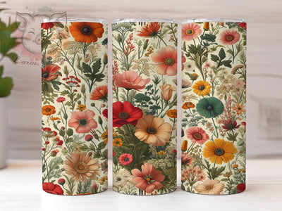 Seamless Wildflower 20oz Tumbler, Floral Cup Wrap, Seamless Flower Design, Sublimation Tumbler Wrap, 20Oz Tumbler Design, Artistic Wildflower Cup, Stylish Floral Wrap Sublimation Lara' s Designs 