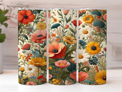 Seamless Wildflower 20oz Tumbler, Floral Cup Wrap, Seamless Flower Design, Sublimation Tumbler Wrap, 20Oz Tumbler Design, Artistic Wildflower Cup, Stylish Floral Wrap Sublimation Lara' s Designs 