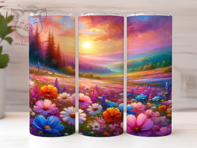 Seamless Wildflower Botanical Tumbler, Floral Design Art, Wildflower Print, Nature Pattern Gift, Botanical Tumbler, Garden Style Wrap, Continuous Flower Art Sublimation Lara' s Designs 