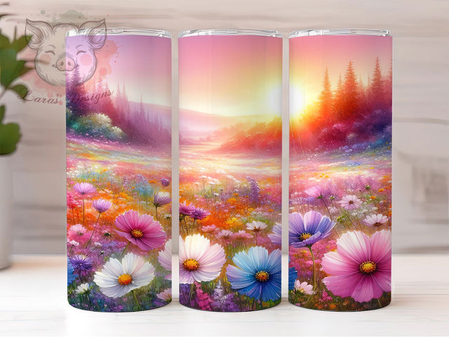 Seamless Wildflower Botanical Tumbler, Floral Design Art, Wildflower Print, Nature Pattern Gift, Botanical Tumbler, Garden Style Wrap, Continuous Flower Art Sublimation Lara' s Designs 