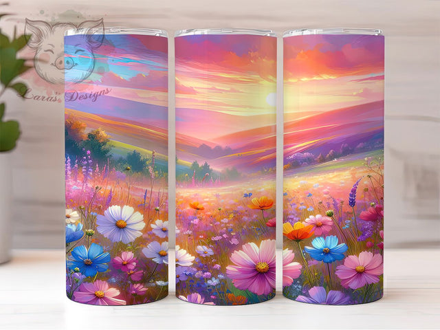 Seamless Wildflower Botanical Tumbler, Floral Design Art, Wildflower Print, Nature Pattern Gift, Botanical Tumbler, Garden Style Wrap, Continuous Flower Art Sublimation Lara' s Designs 