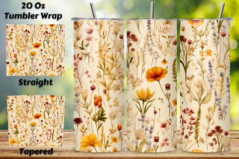 Seamless Wildflower Tumbler Wrap, Seamless Design PNG Sublimation FloridPrintables 