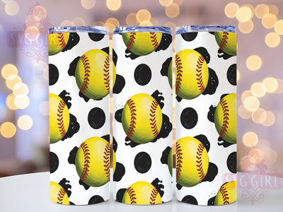Seamless Yellow Softball Tumbler Wrap, Seamless Sports Wrap, 20oz Sublimation Design, Softball Player Gift, Yellow Ball Tumbler, Digital Softball Wrap, Sports Tumbler File Sublimation SvggirlplusArt 